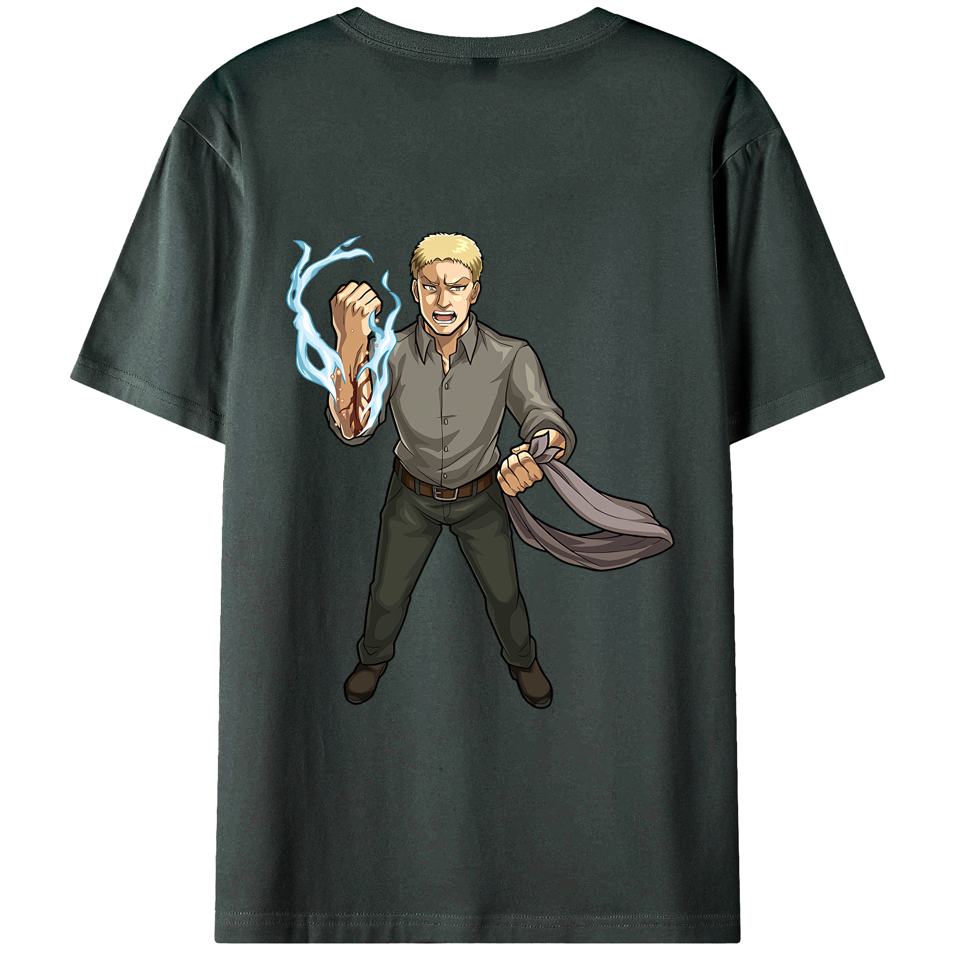 （画像用） 進撃の巨人 ライナー・ブラウン Attack on Titan Reiner Braun 綿100％ メンズ半袖Tシャツ（バックプリント） 通気性